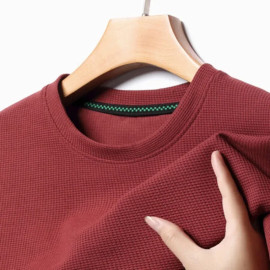 New Summer Waffle Round Neck Short Sleeved T-shirt for Men's Short Sleeved Top - AliExpress 