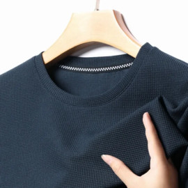 New Summer Waffle Round Neck Short Sleeved T-shirt for Men's Short Sleeved Top - AliExpress 