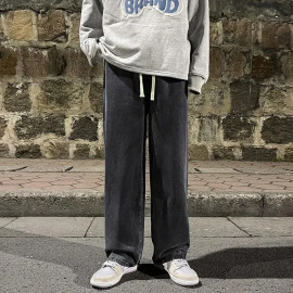 Men's New Fashion Solid Color Drape Jeans Loose Straight