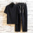 Men's Cotton and Linen Short Sleeve T-shirt+Ankle Length Pant Set