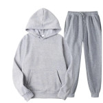 Men's Autumn and Winter New Solid Color Hoodie+pants Two-piece Set