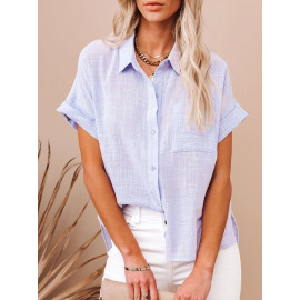 Casual Solid Short Sleeve Cotton Linen Loose Blouse Vintage Harajuku Oversized Shirt Elegant Tunic Summer Tops Women 2022