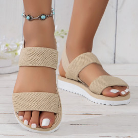 Women's fashion trend anti-slip wear comfortable matching color sole pure black shoelace flat sandals - AliExpress 322