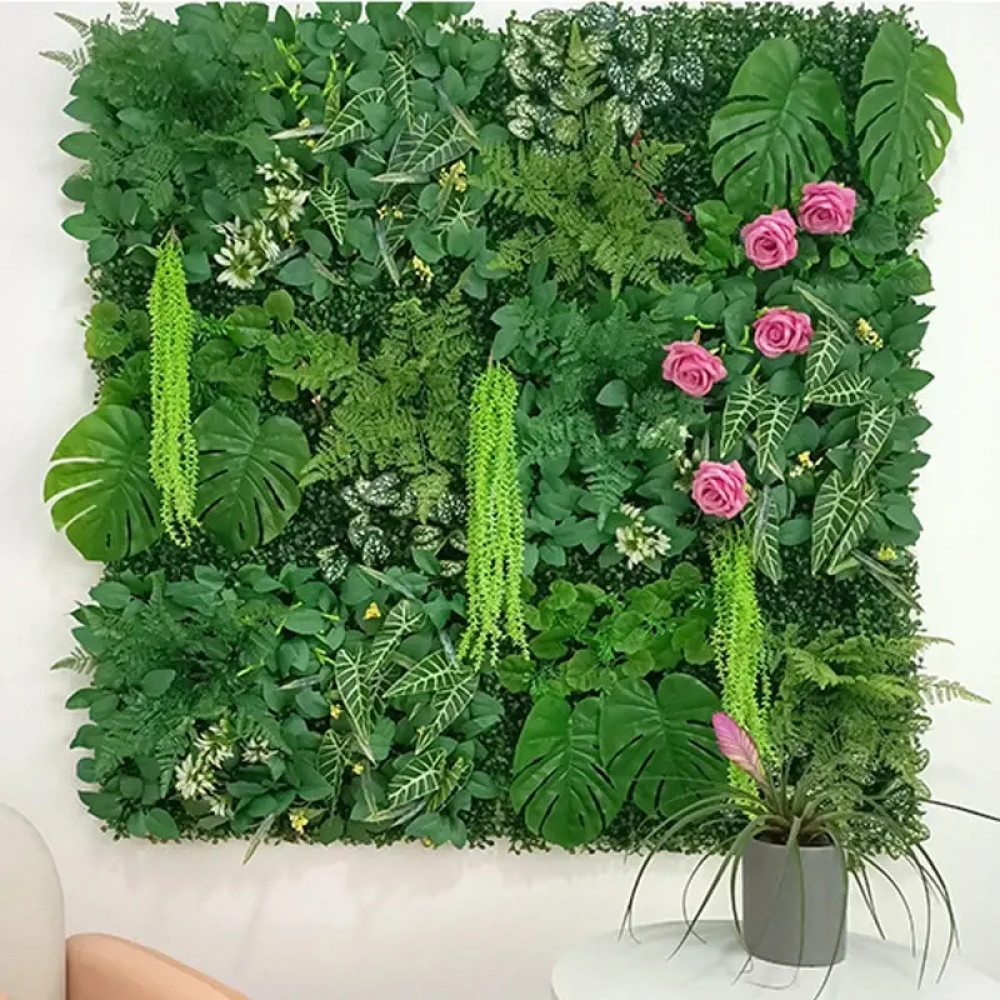 60x40cm Artificial Green Wall Landscape Home Garden Jungle Decor Fake Plants Plastic Lawn Decoration Wall Panels Garden Fence - AliExpress 15
