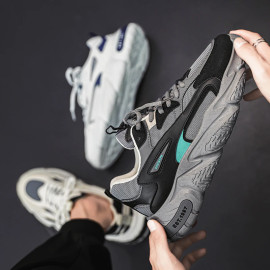 Thick Sole Versatile Clunky Sneaker For Men 2023 New Trend Mesh Lace Up Breathable Casual Sports Shoes Increased Soft Soles - AliExpress 322