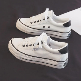 Shoes For Women Low-Top Vulcanized Canvas Platform Sneakers Black Flats Tennis Female Classic Student Small Couples Skateboard - AliExpress 322