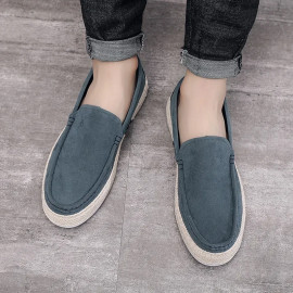 Men Loafers Shoes Summer Shoes Man New Fashion Canvas Footwear Soft Flat Comfy Flock Suede Leather Men Casual Vulcanized Shoe - AliExpress 322