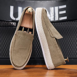 Men Loafers Shoes Summer Shoes Man New Fashion Canvas Footwear Soft Flat Comfy Flock Suede Leather Men Casual Vulcanized Shoe - AliExpress 322