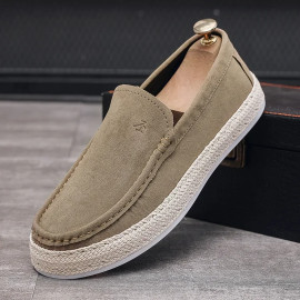 Men Loafers Shoes Summer Shoes Man New Fashion Canvas Footwear Soft Flat Comfy Flock Suede Leather Men Casual Vulcanized Shoe - AliExpress 322