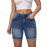High Waist Ripped Denim Shorts  Stretch Skinny Knee Jeans)