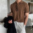 Men's Retro Knit Lapel Striped Polo Shirt