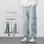 Men's Straight Cargo Jeans (Stretch Waist Casual Soft Sweatpants)