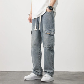Men's Straight Cargo Jeans (Stretch Waist Casual Soft Sweatpants)