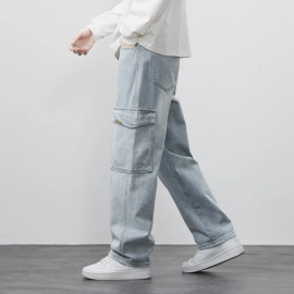 Men's Straight Cargo Jeans (Stretch Waist Casual Soft Sweatpants)