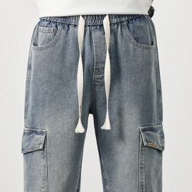 Men's Straight Cargo Jeans (Stretch Waist Casual Soft Sweatpants)
