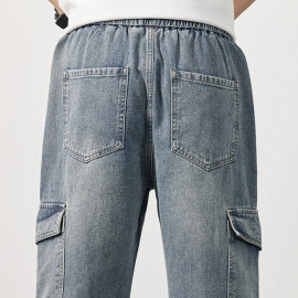 Men's Straight Cargo Jeans (Stretch Waist Casual Soft Sweatpants)