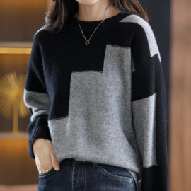 HELIAR Women Patchwork Knit Warm Sweater
