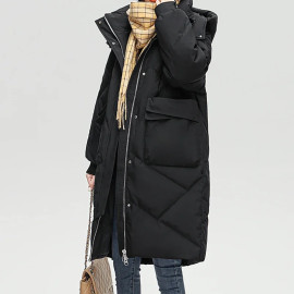 ABRINI Women Long Sleeve Buttons Causal Parkas Coat
