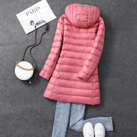 Women's X-long Office Lady Hat Detachable Puffer Jackets 