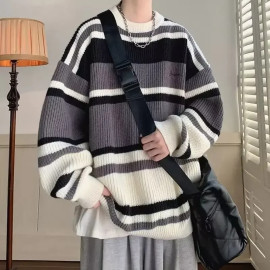Men's Japanese Vintage Striped Color Sweater