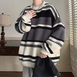 Men's Japanese Vintage Striped Color Sweater