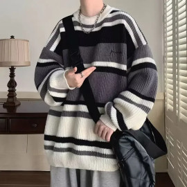 Men's Japanese Vintage Striped Color Sweater