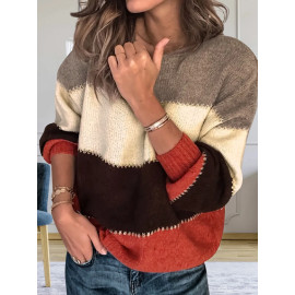 Fashion Patchwork O-neck Autumn Winter Sweater Fashion Patchwork O-neck Autumn Winter Sweater
