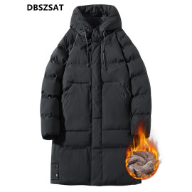 Winter Men's Long Parka Warm Jacket Fleece Liner Hooded Windbreaker Coat