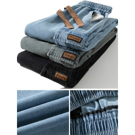 Plus Size Cargo Jeans Men Multi-Pockets