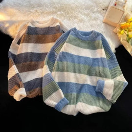 Men's Round Neck Loose-fit Color Sweaters