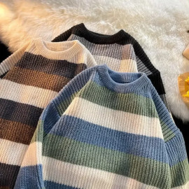 Men's Round Neck Loose-fit Color Sweaters