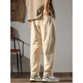 Japenese Cotton Linen Pants Men Summer Straight Casual Ice Silk Sweatpants Male Wide leg Oversize Linen Trousers 2024 New - AliExpress 200000343