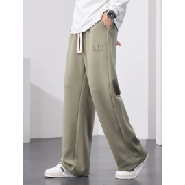Men's Straight Sweatpants Wide Leg Cotton Track Pants Drawstring Letter Sports Baggy Pants Casual Long Trousers Big Size 8XL 
