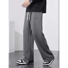 Men's Straight Sweatpants Wide Leg Cotton Track Pants Drawstring Letter Sports Baggy Pants Casual Long Trousers Big Size 8XL 