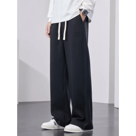 Men's Straight Sweatpants Wide Leg Cotton Track Pants Drawstring Letter Sports Baggy Pants Casual Long Trousers Big Size 8XL 
