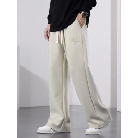 Men's Straight Sweatpants Wide Leg Cotton Track Pants Drawstring Letter Sports Baggy Pants Casual Long Trousers Big Size 8XL 