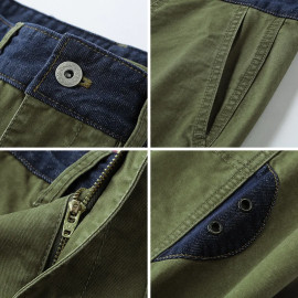 Spring New Casual Cargo 100% Cotton Pants for Men Vintage Big Pocket Trousers Streetwear Men ATZ647 