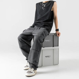 Korean Style Streetwear Loose Jeans Men 