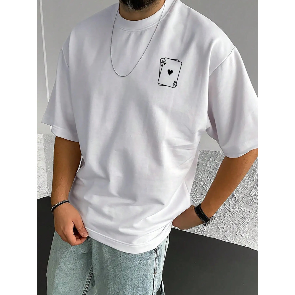 Men's Playing Card Printed T-shirt