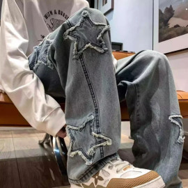 Men's Fashion Star Embroidery Jeans