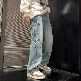 Men's Fashion Star Embroidery Jeans