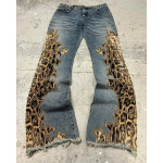 Men's Leopard Print Retro Jeans