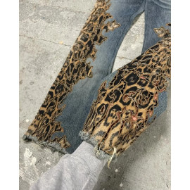 Men's Leopard Print Retro Jeans