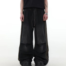 Ropa Pleated Baggy Jeans For Men's 