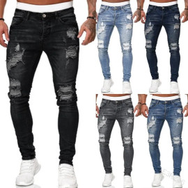 Ripped Style Skinny Jeans For Men's