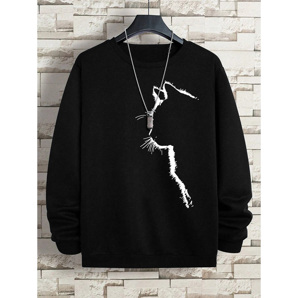 Cat Face Side Sweatshirt For Men's
