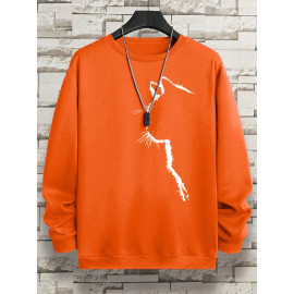 Cat Face Side Sweatshirt For Men's