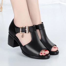High Heel Duckle Strap Shoes For Women's
