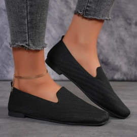 Solid Color Square Toe Mesh Shoes For Woman's 