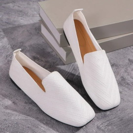 Solid Color Square Toe Mesh Shoes For Woman's 
